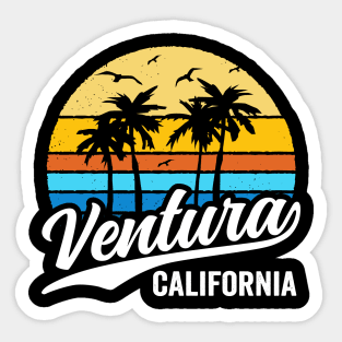 Ventura California Vintage Sunset Palm Trees 70s Retro Sticker